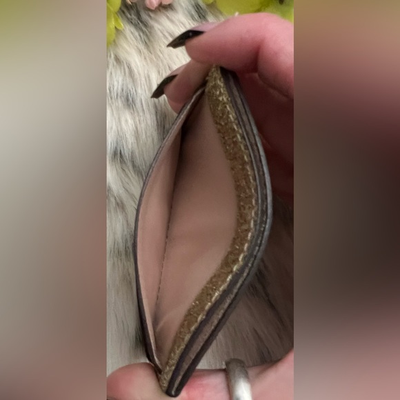 Kate Spade Gold Glitter Card Wallet - Picture 7 of 12